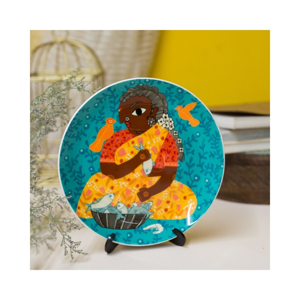 Chumbak Tireless Fishmonger Wall Plate Teal Buy Chumbak Tireless