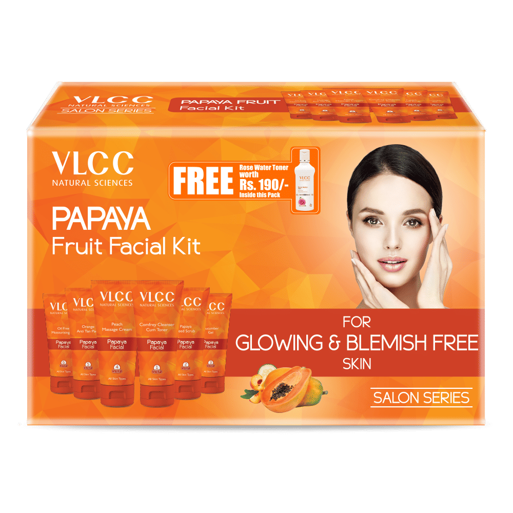 VLCC Papaya Fruit Facial Kit for Glowing and Blemish Free Skin + Free