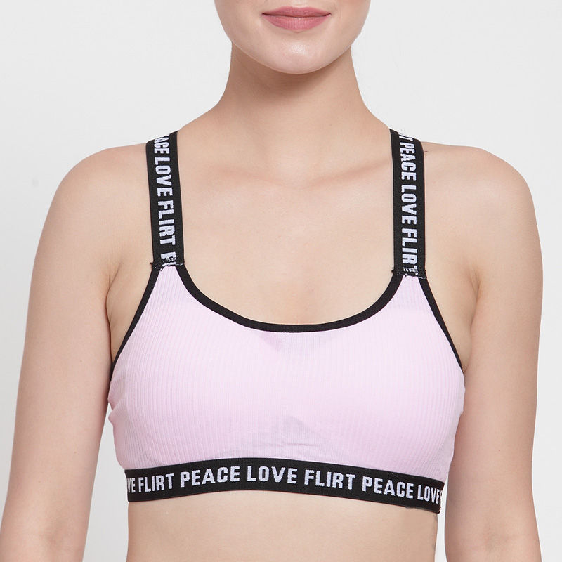 peace love flirt sports bra