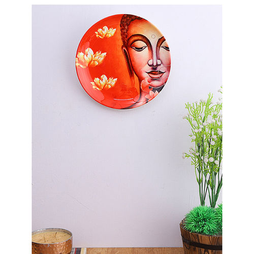 PENTA DECORATIVE Coral Buddha Ceramic Printed Medium Wall Decor Plate