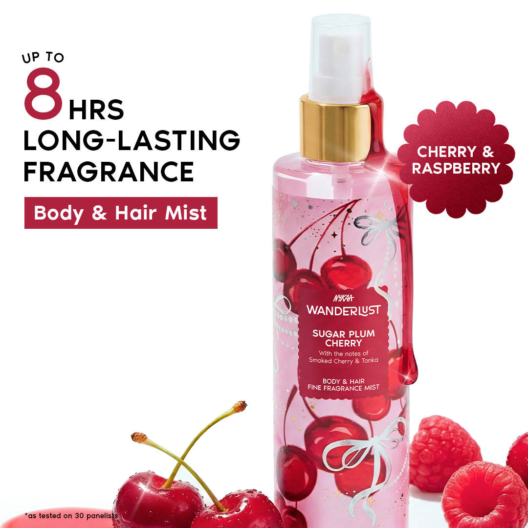 Nykaa Wanderlust Body & Hair Mist - Sugar Plum Cherry Long L...