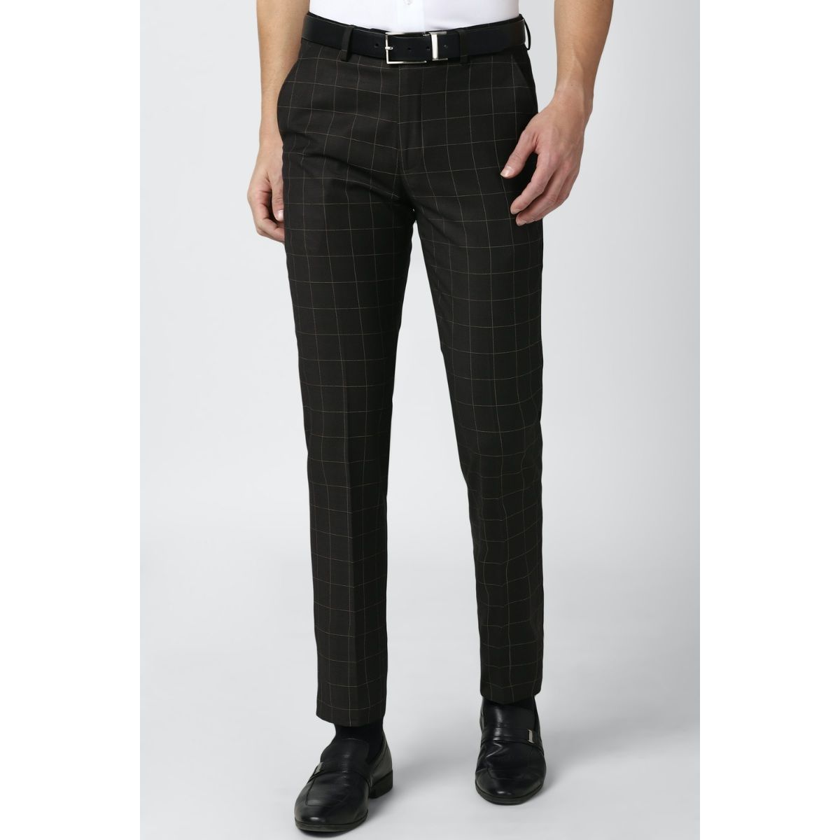 Buy Men Navy Solid Regular Fit Trousers Online - 314422 | Peter England