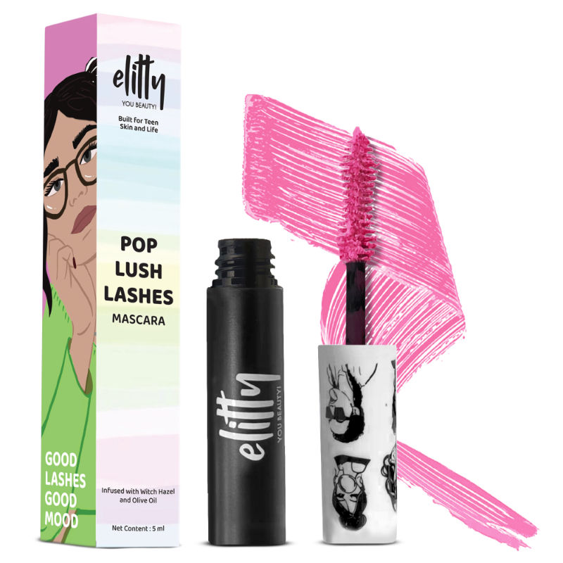 Elitty Pop Colored Lush Lashes Mascara Waterproof, Smudge proof, Curling and lengthening, Pink Color