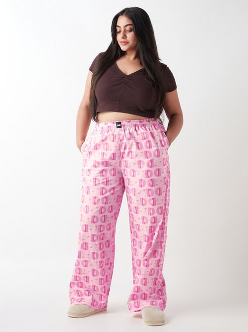 Pink Large Size Pajamas Mila Pink Stripe Cotton Women's Curve