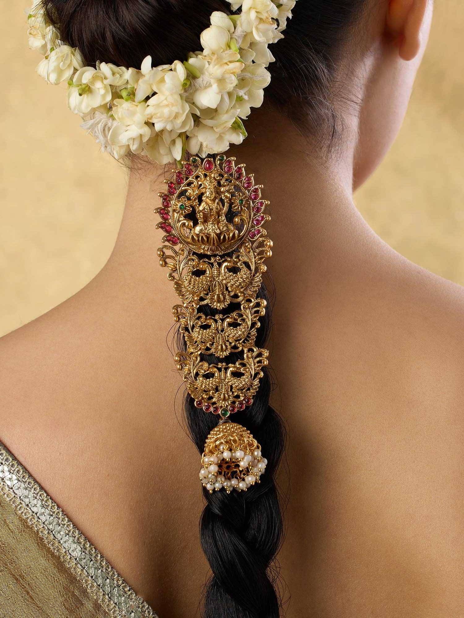 Indinoor Pink Kathaki Temple Hair Brooch