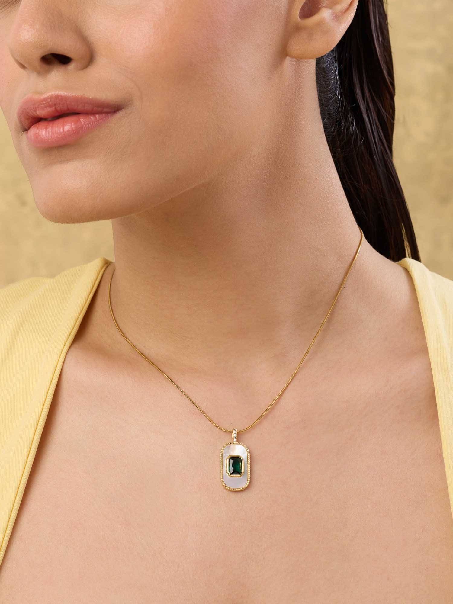 Indinoor Green Dominique Everyday Pendant Necklace