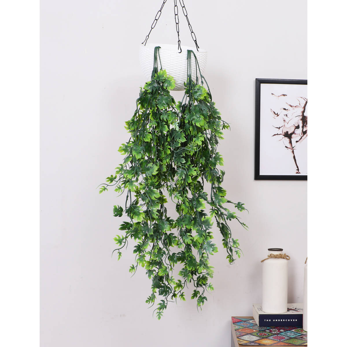 ARICK DECOR Artificial Hanging Green Plant Creepers for Decoration (Pack of 2) (2.6 Feet)