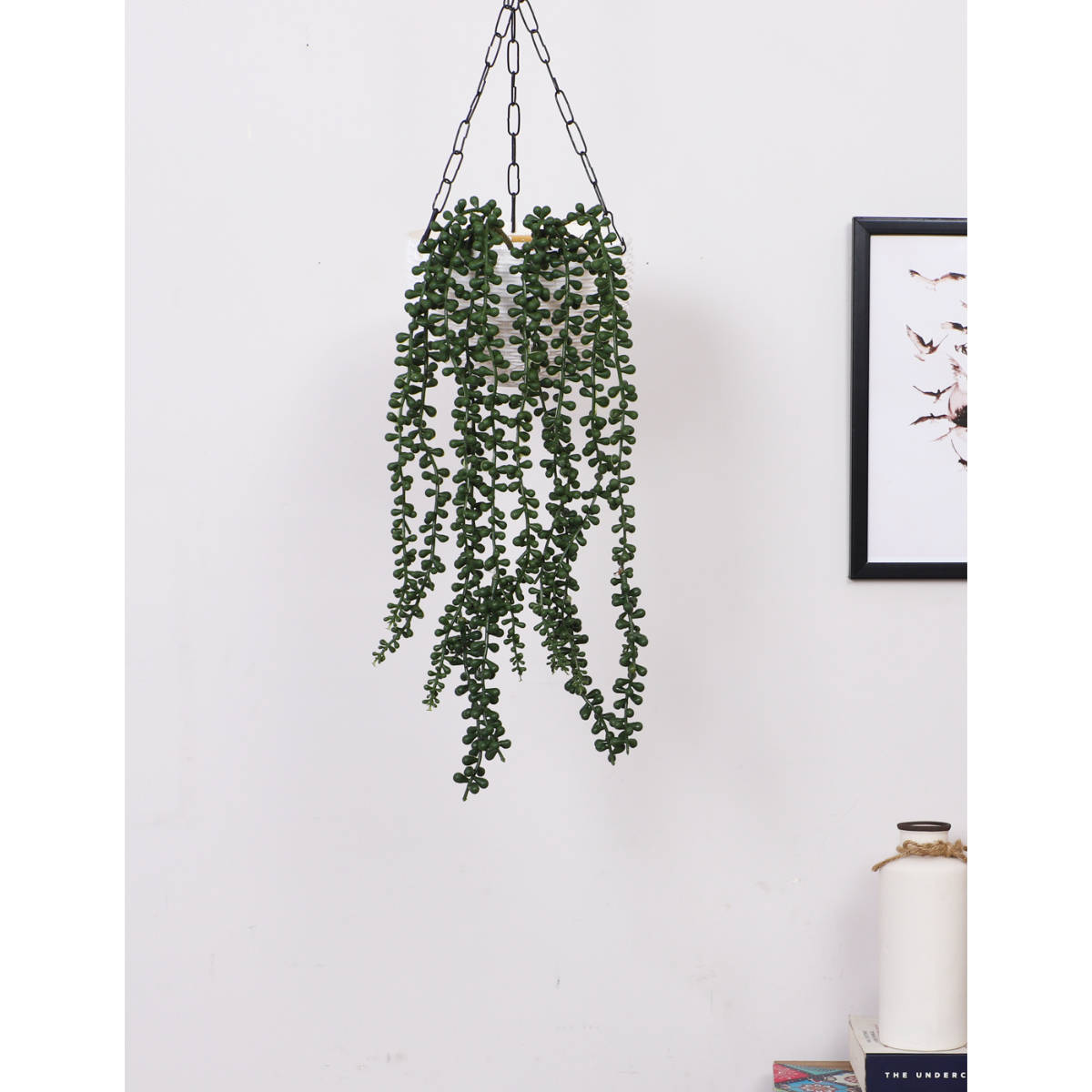 ARICK DECOR Artificial Green Hanging String of Pearls Plant Creepers (Pack of 2) (1.6 Feet)