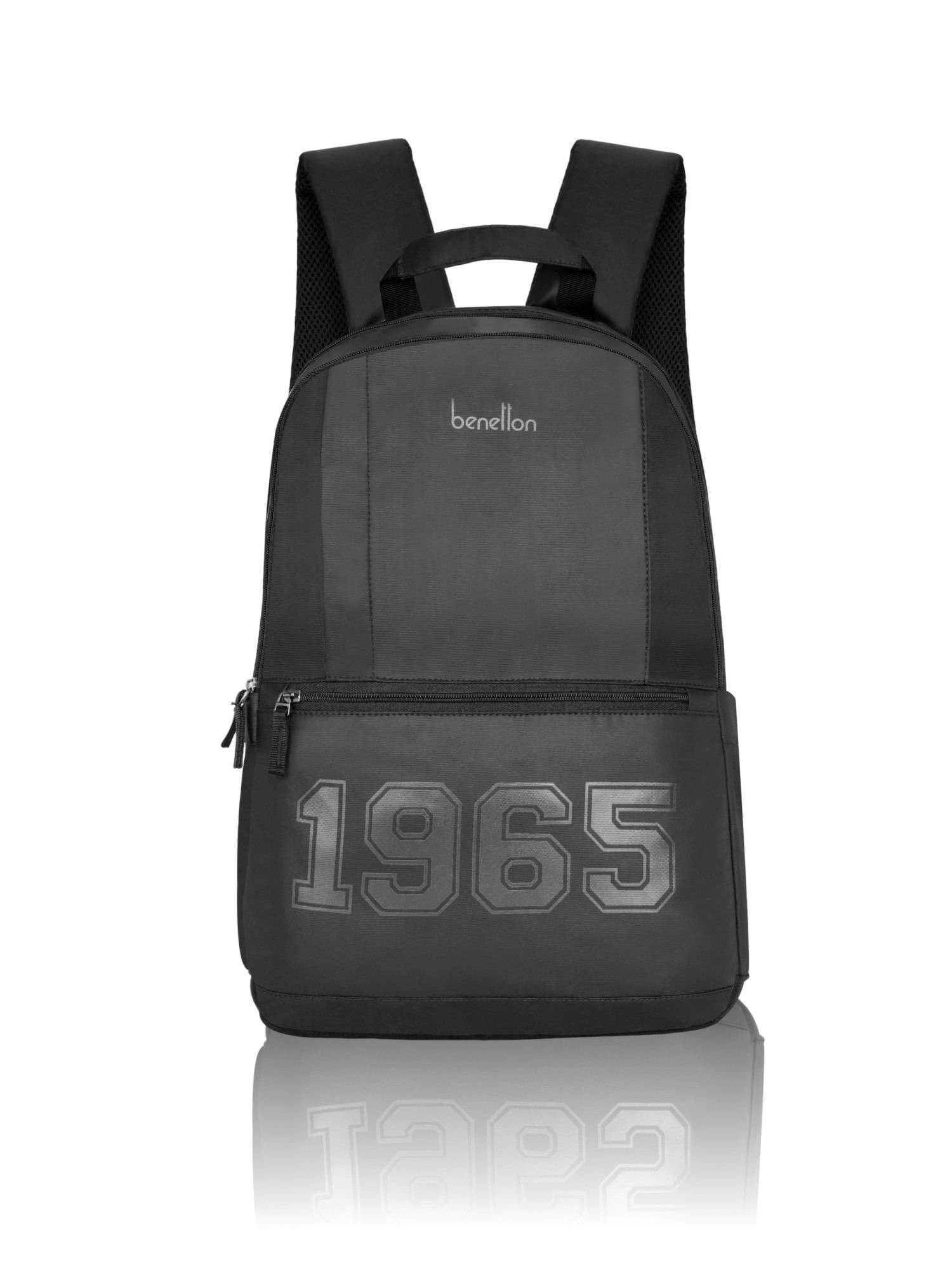 United Colors of Benetton Unisex Aether Pro Polyester Solid-Plain Black Backpack