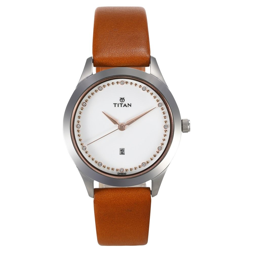 Titan White Dial Leather Watch: Buy Titan White Dial Leather Watch ...