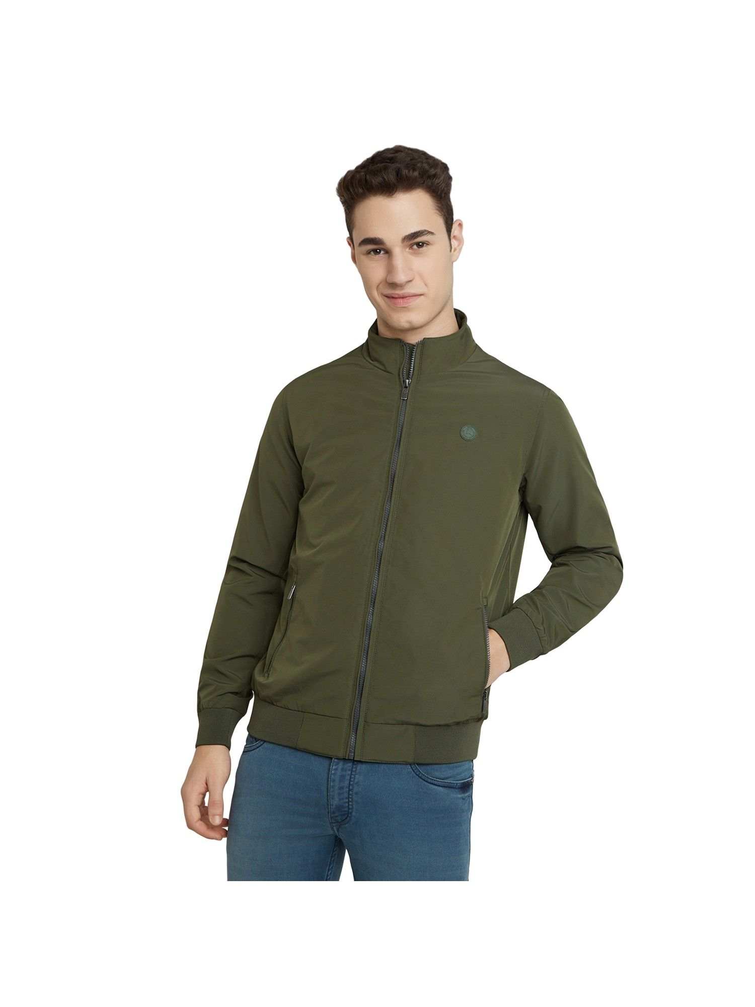 Buy Parx Men's Olive Polyester High Neck Winter Jacket Online