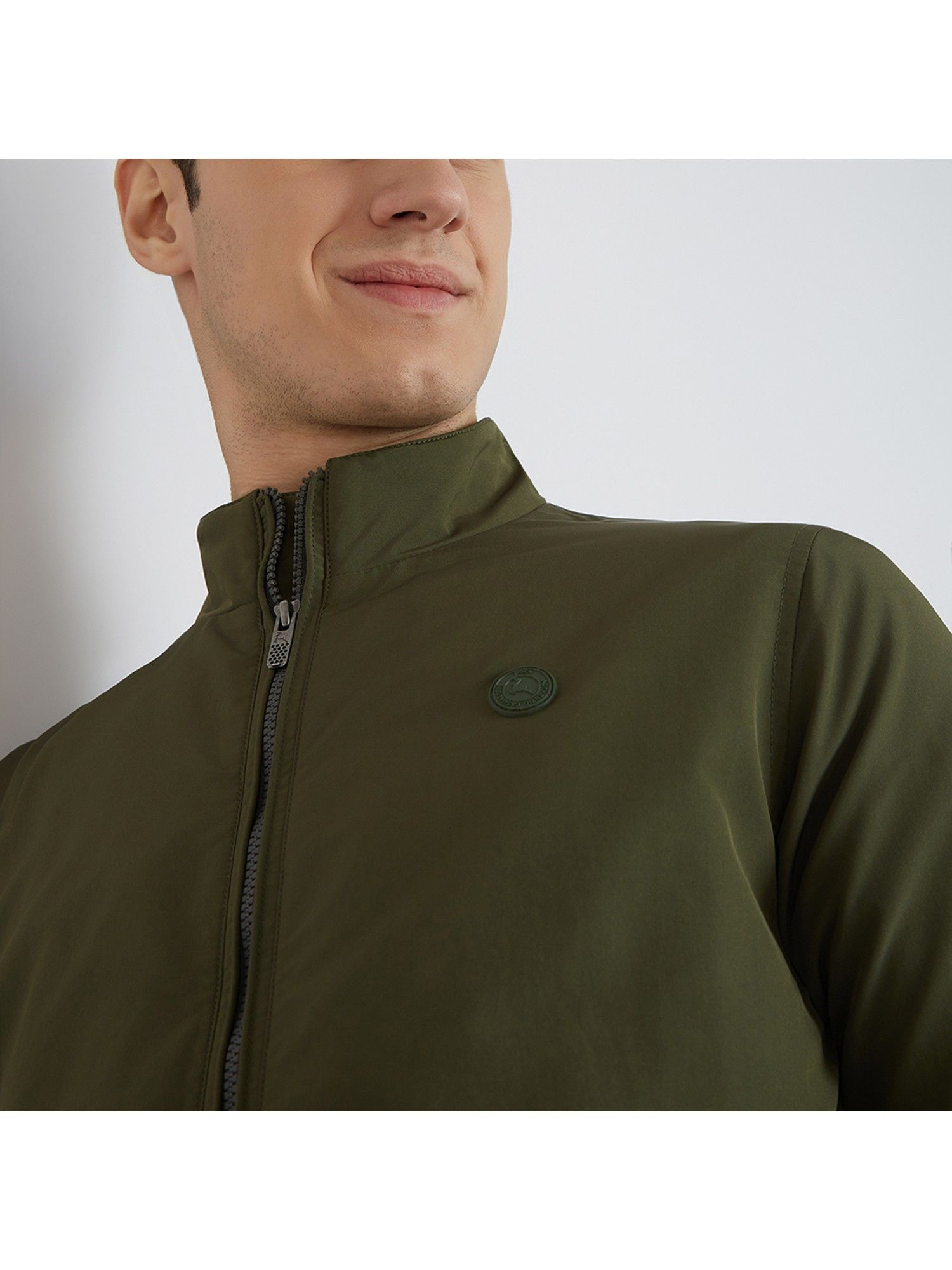 Buy Parx Men's Olive Polyester High Neck Winter Jacket Online