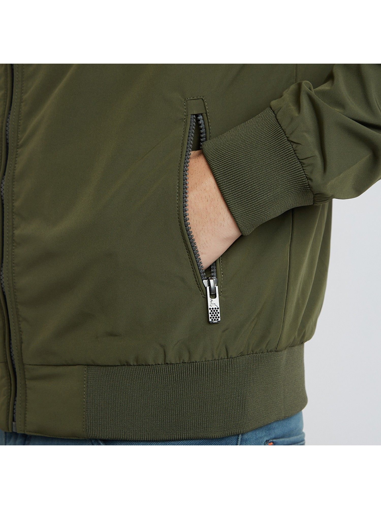 Buy Parx Men's Olive Polyester High Neck Winter Jacket Online