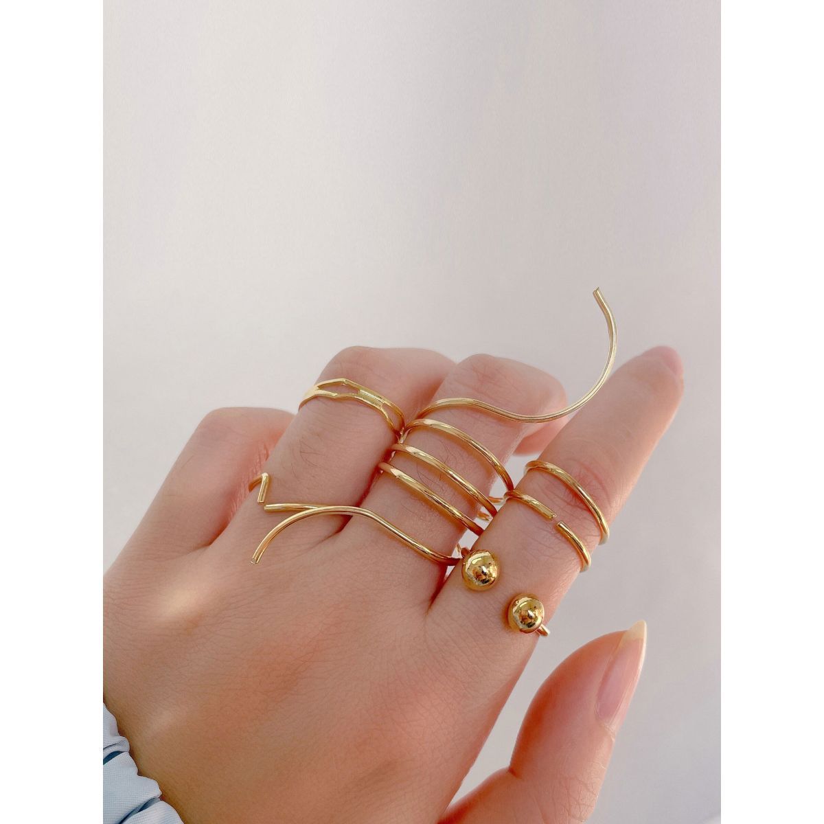 Jewels Galaxy Gold Plated Gold-Toned Rings (Set of 5)