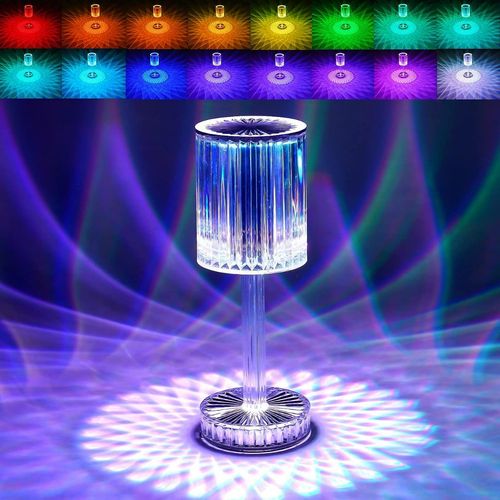 Awestuffs Crystal Lamp Shade 16 Color Changing RGB Night Light Touch Lamp  USB Romantic LED Rose