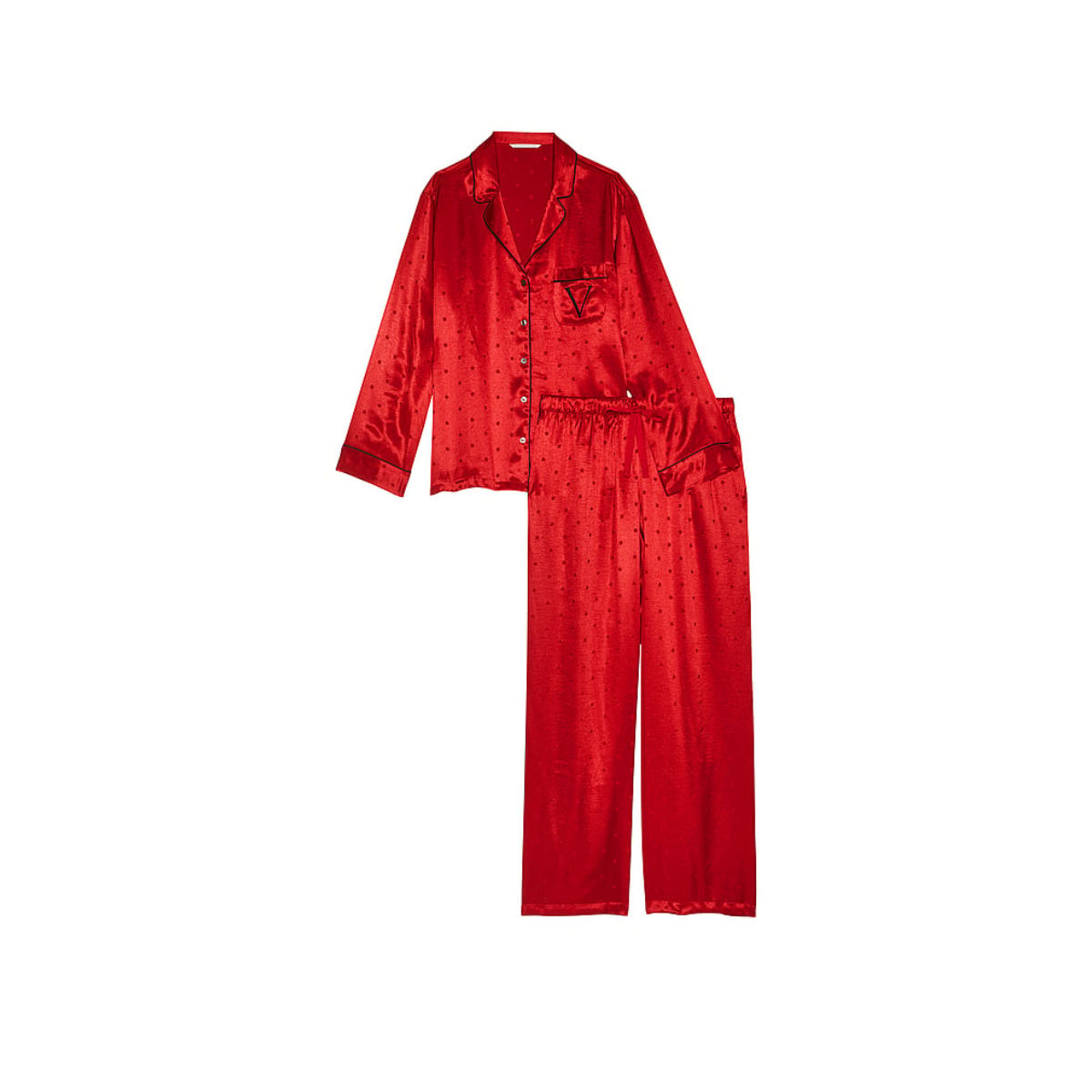 【新品】Victoria's Secret 赤ドット柄ルームウェア S Buy Victoria's Secret Women Red Satin Polka Dots Shirt with Pyjama