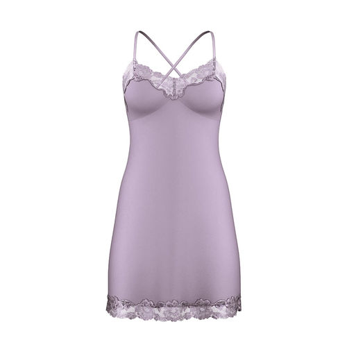 Buy Victoria's Secret Women Purple Ribbed Modal Lace Cross-Back Slip Dress  Online
