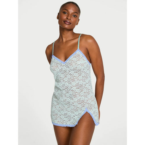 Buy Victoria's Secret Women Blue Tease Blossom Lace Mini Slip Dress Online