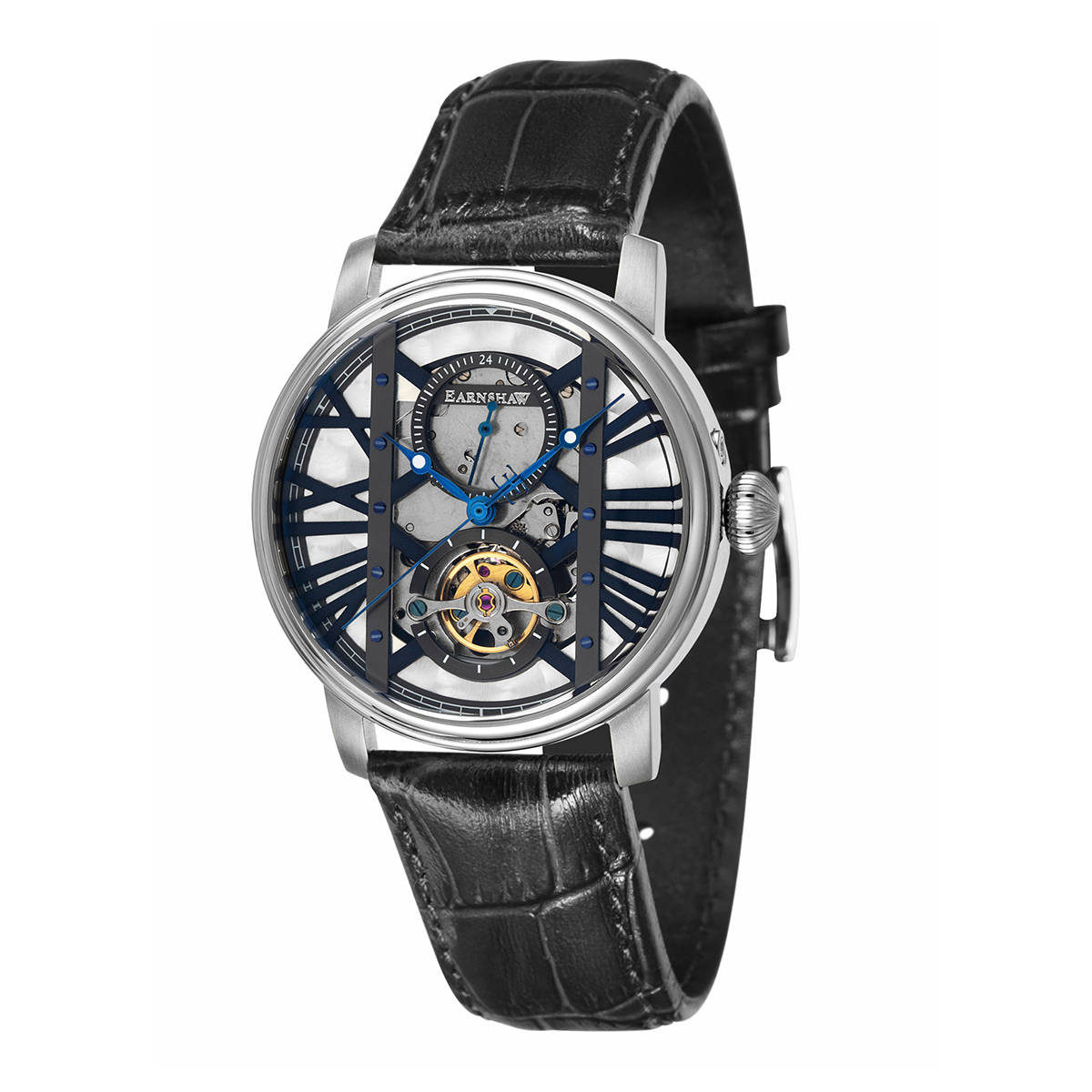 Earnshaw Westminster Automatic Dual Time Silver Round Dial Mens Watch - ES-8095-01 (M)