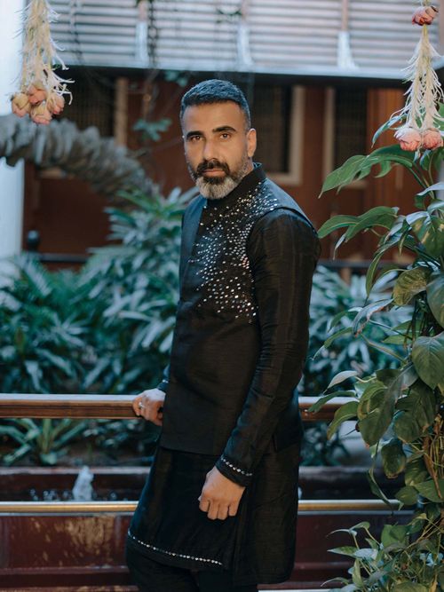 KALKI FASHION Festive Phantom Black Bandi Jacket Kurta (Set of 3) (S)