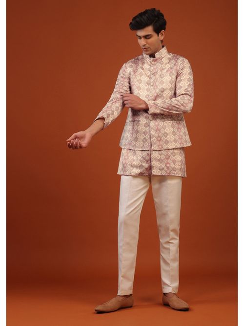 Buy KALKI FASHION Bisque Peach Printed Silk Bandi Jacket with