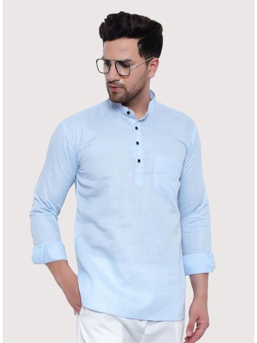 Kraft India Men Blue Blue Solid Short Length Kurta (S)