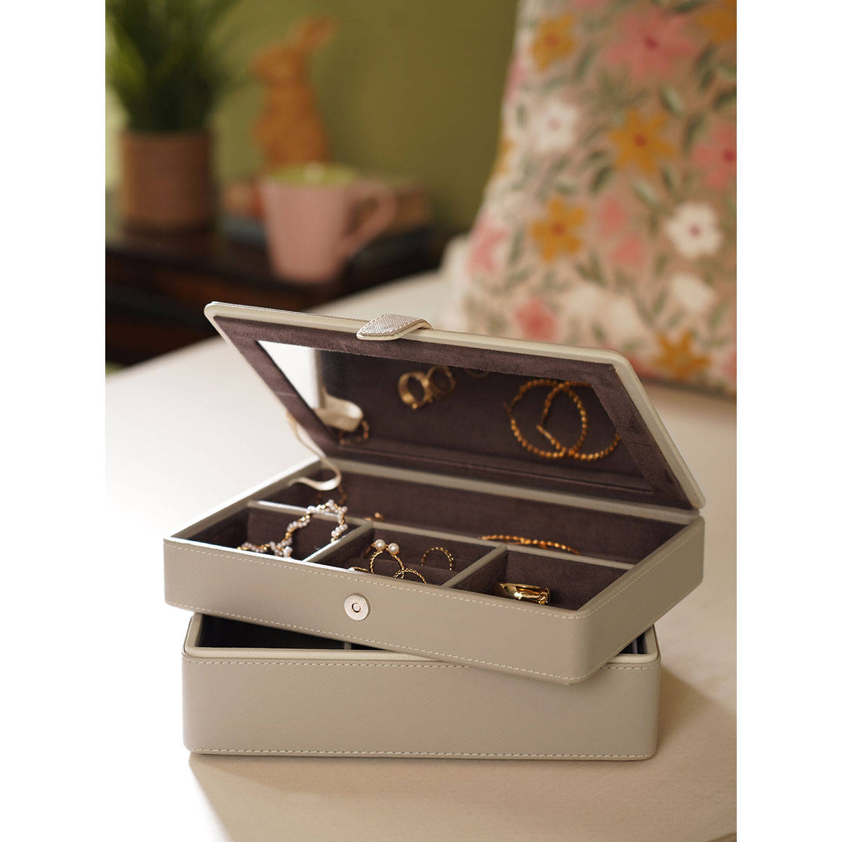 Pure Home + Living Beige Faux Leather Jewellery Box