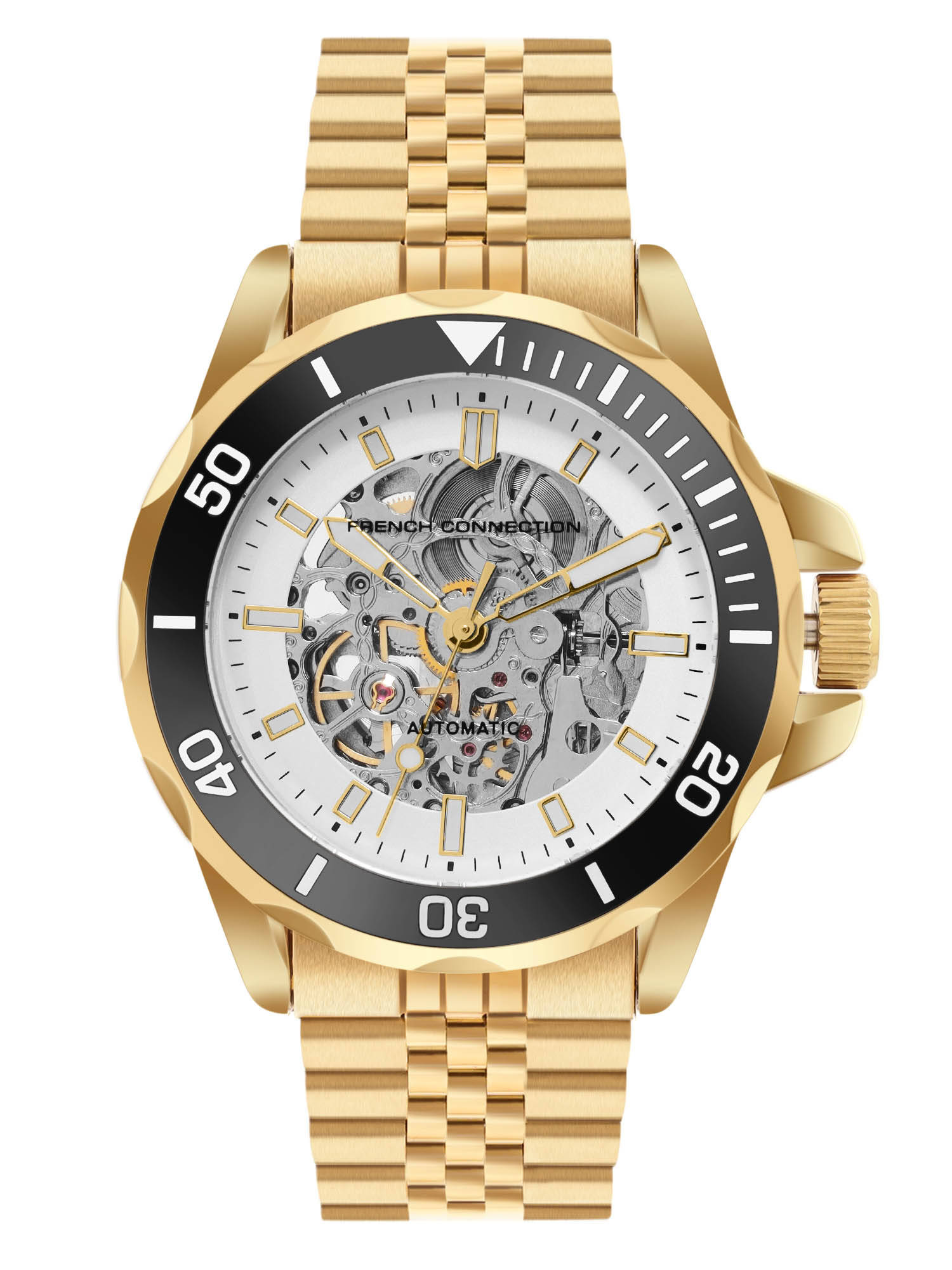 French Connection Silver Dial Automatic Watch for Men (Fca22Gm)