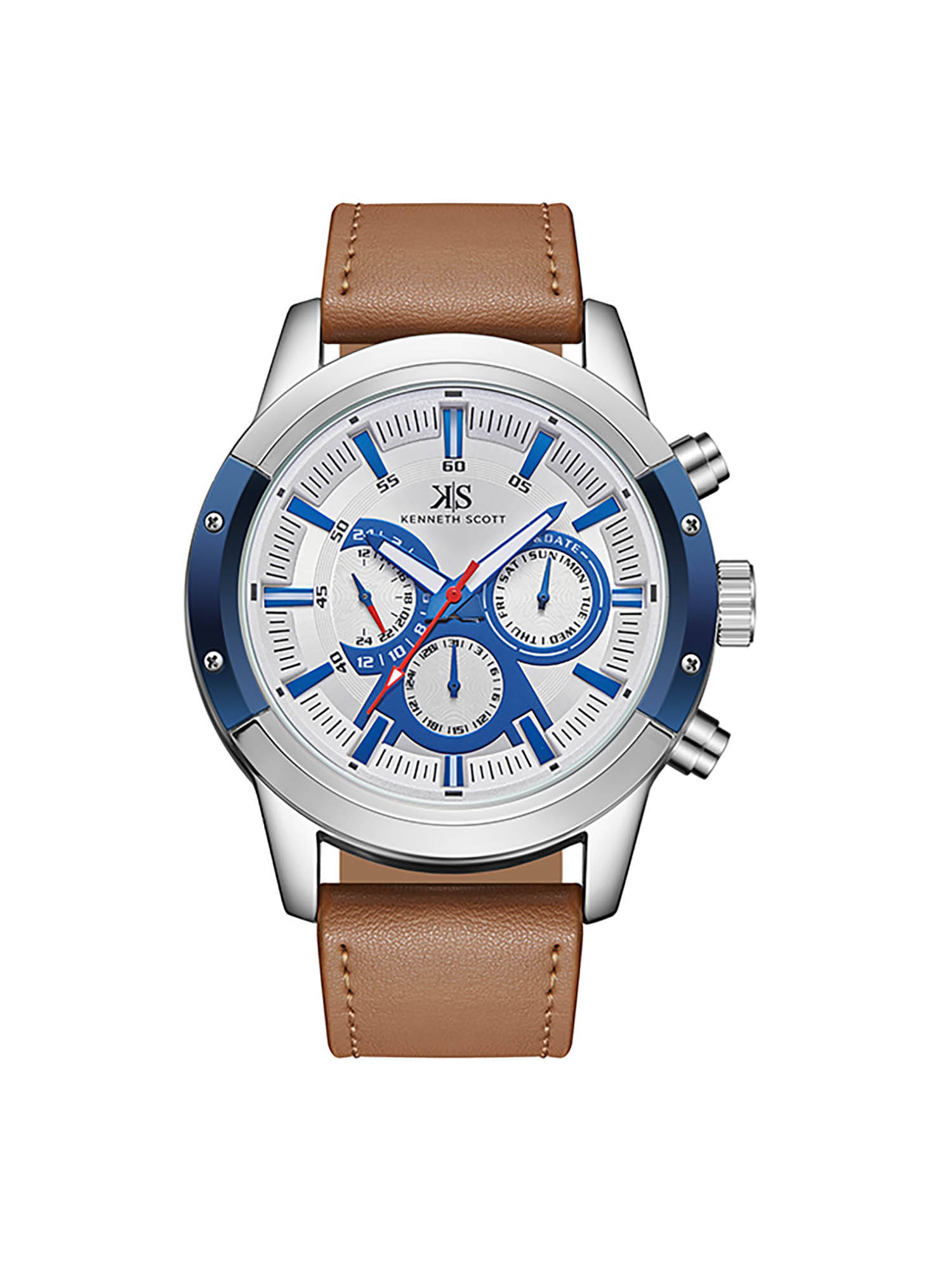 Kenneth Scott Men's Analog Silver Dial Watch (K24121-Slfwn)