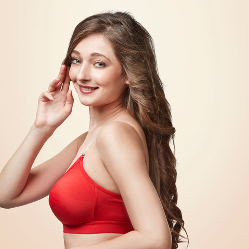 Trylo Alpa Stp Moulded Non-padded Double Layered T Shirt Bra, Full Coverage  Bra - Red (36F)