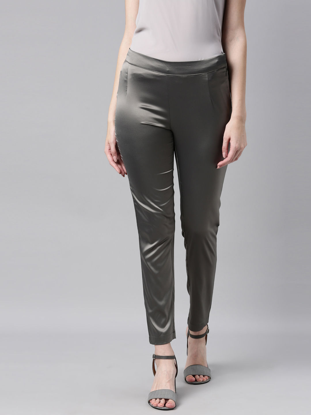 Liquid Satin Pant  Silver  Pants  Full Length  Womens Clothing  Storm