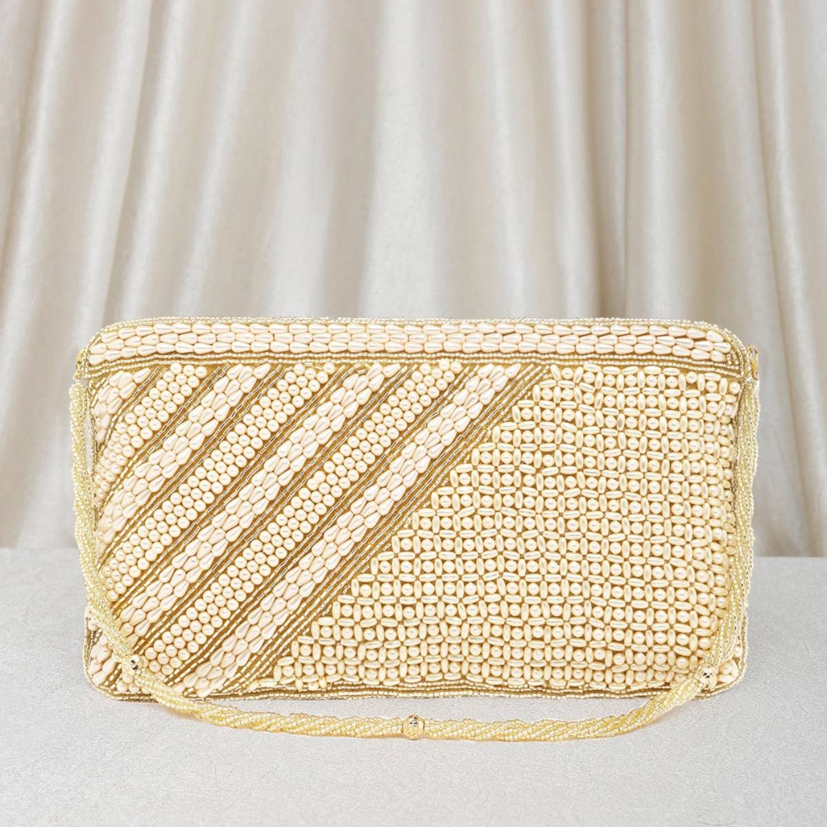 Peora Cream Clutch Purses for Women Handmade Evening Bridal Clutch - C110Crm