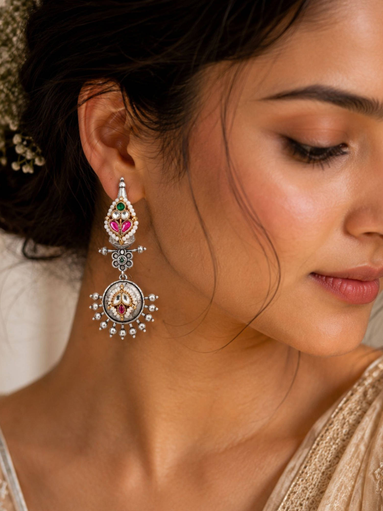 Viana Jewels Charvi Statement Pachi Drop Earrings