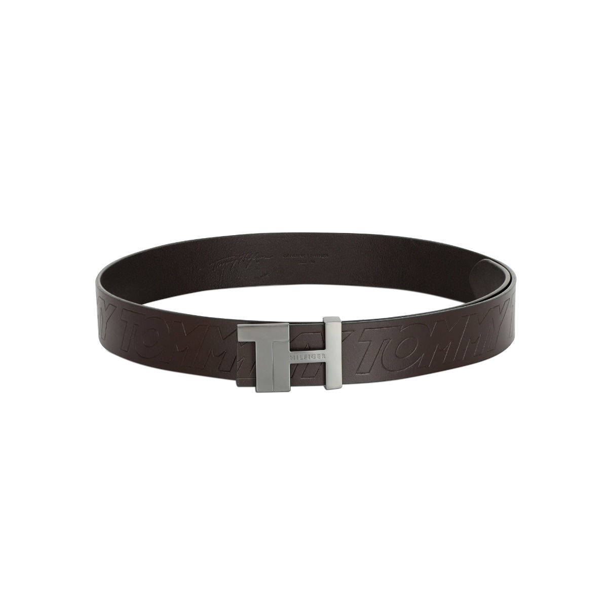Tommy Hilfiger Judd Mens Leather Belt Laser Cut Brown Buy Tommy
