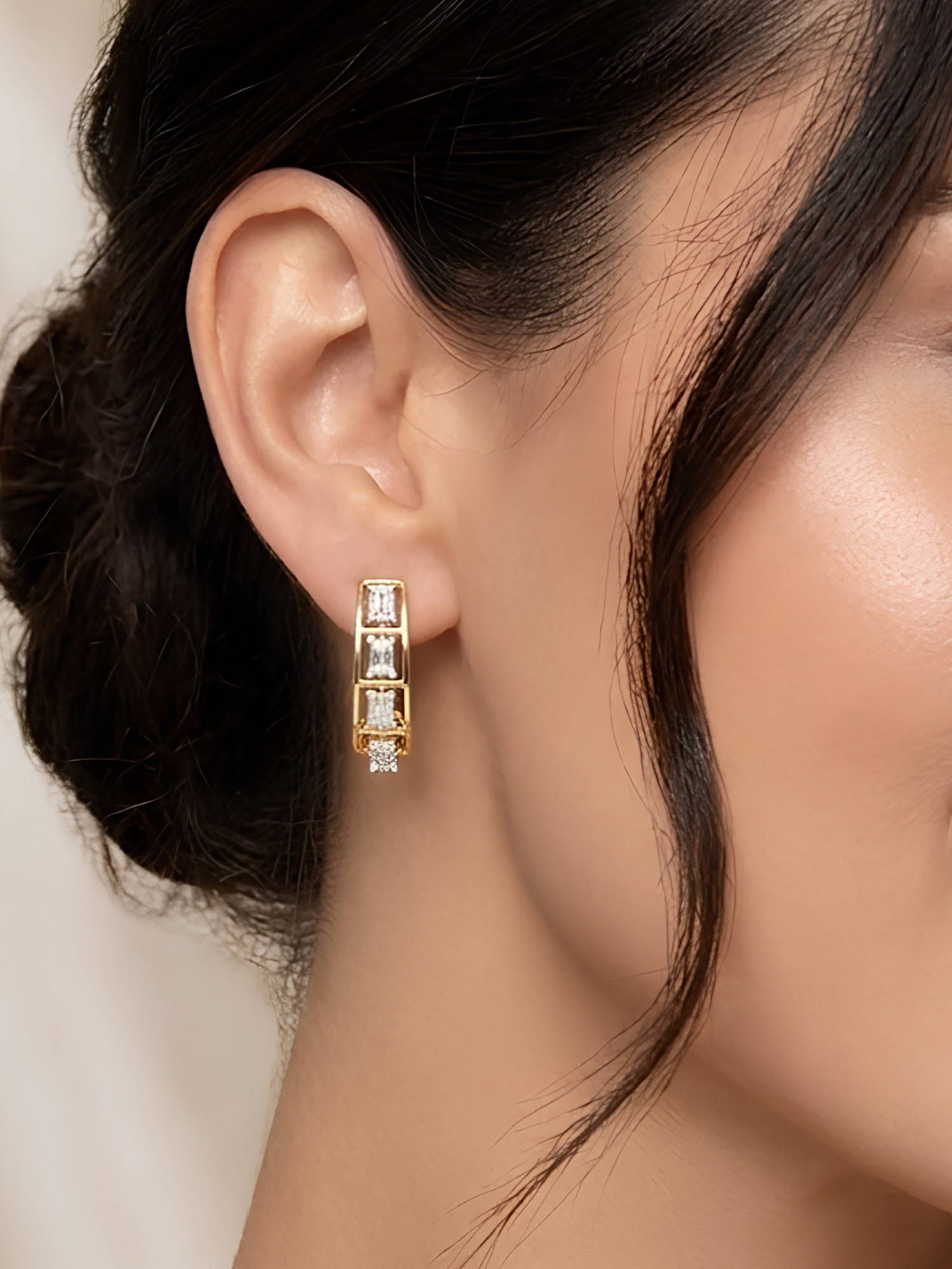 Nuyug Baguette Cut Crawler Drop Earrings