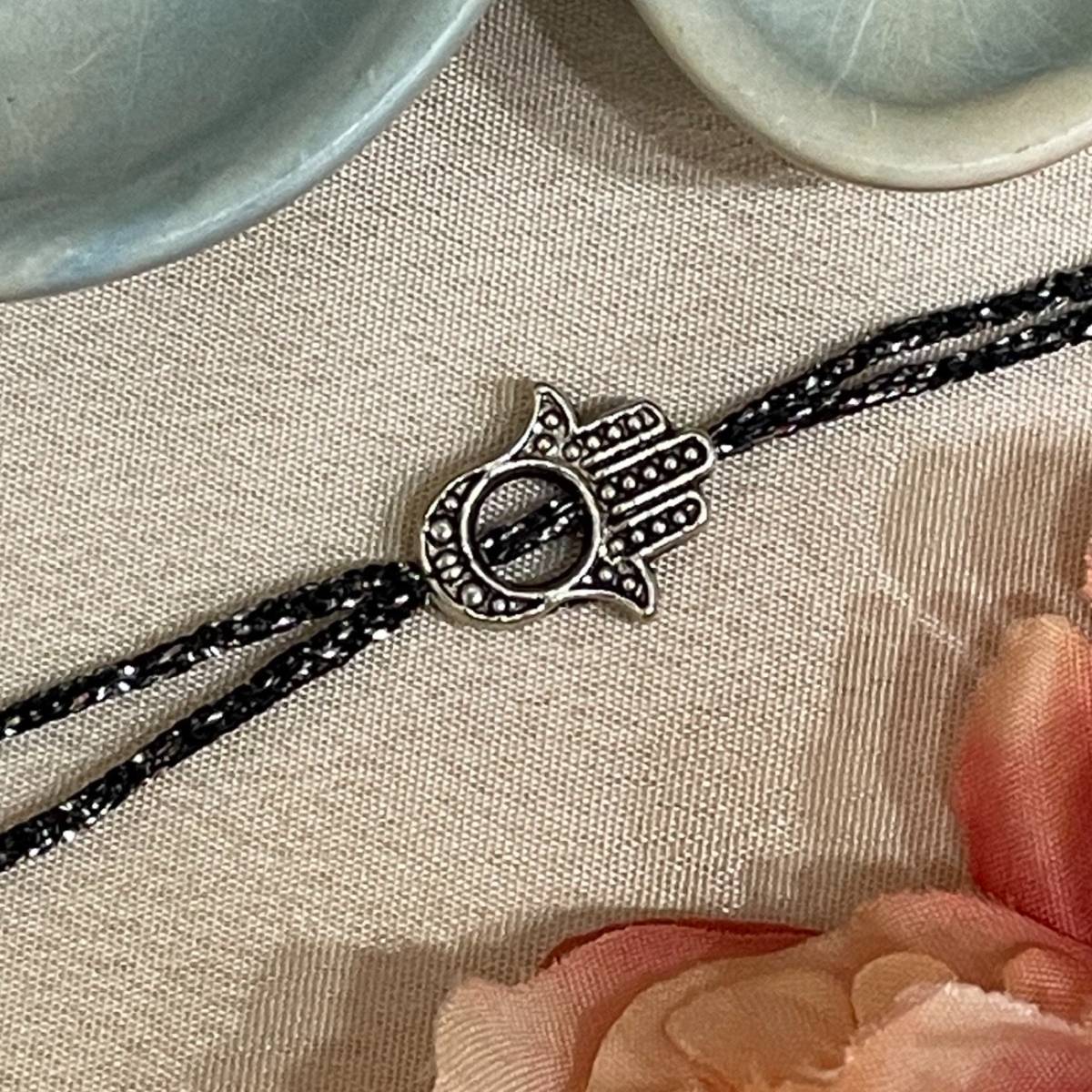 Digital Dress Room Silver Plated Hamsa Hand Charm Pendant Thread Rakhi For Raksha Bandhan