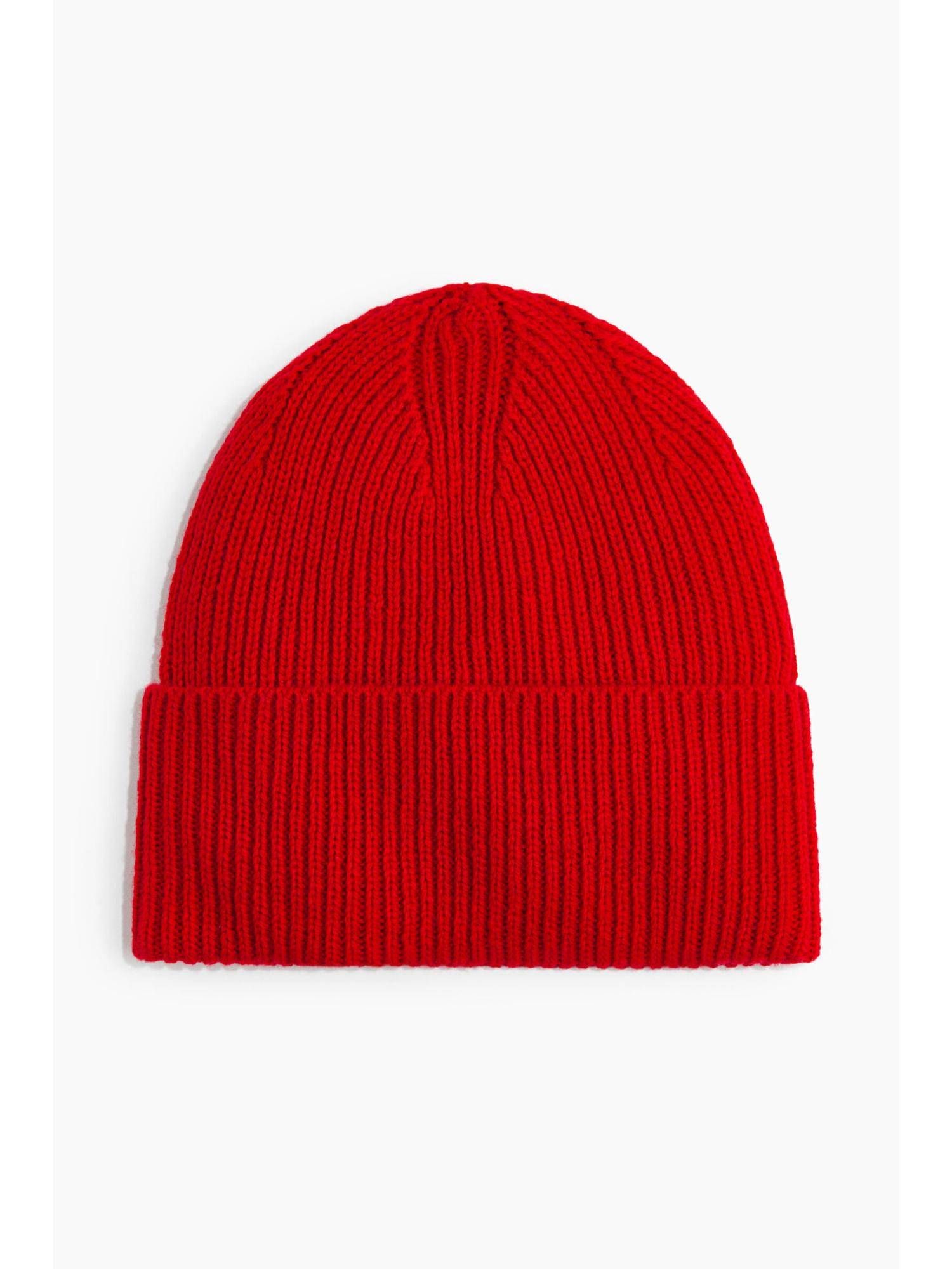 H&M Women Red Rib-Knit Beanie