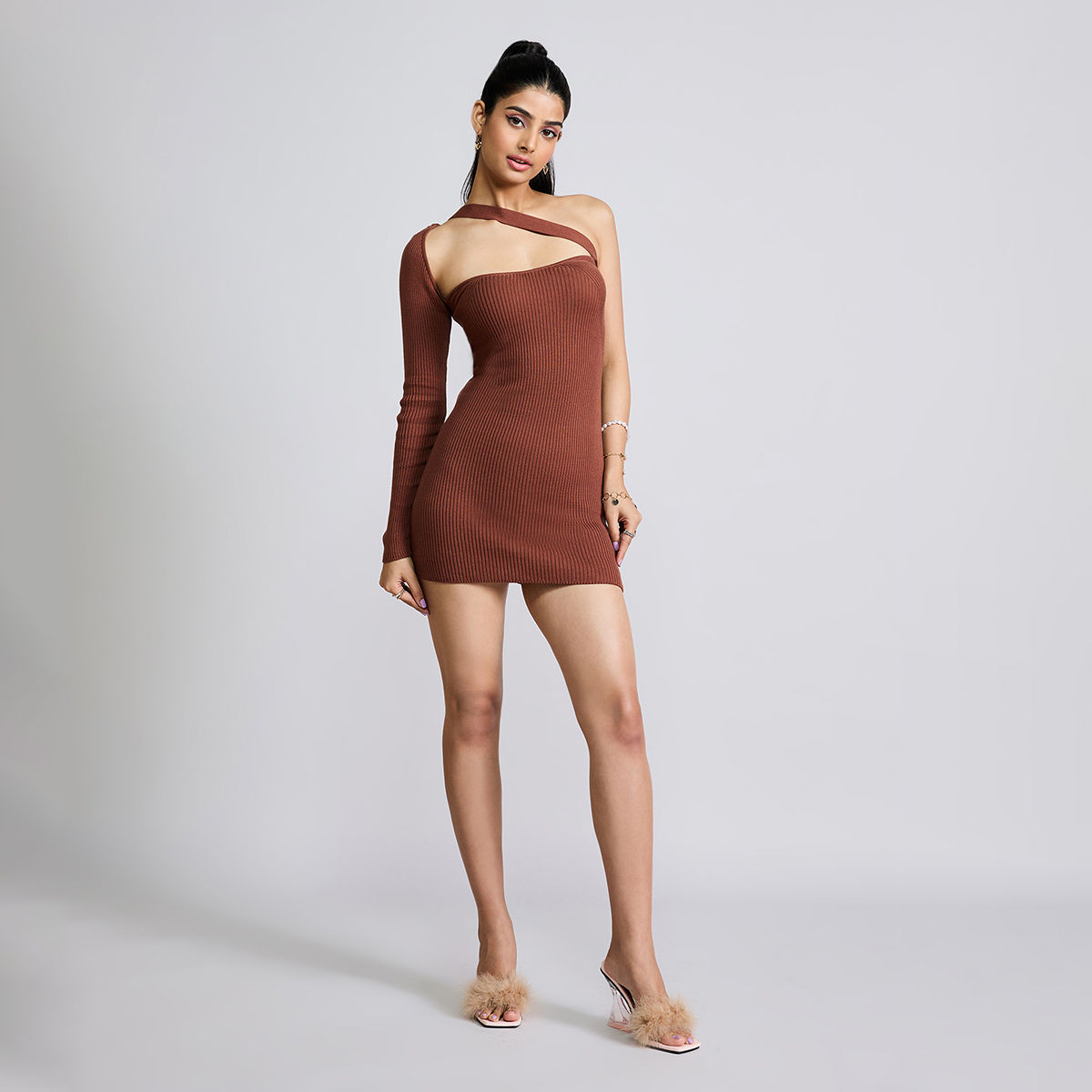 Buy Popwings Casual Grey Assymetrical Shimmer Bodycon Dress For Women | One  Shoulder Dress | Knee Length Dress | Western Wear Dress | Latest Trendy  Dress Online at Best Prices in India - JioMart.