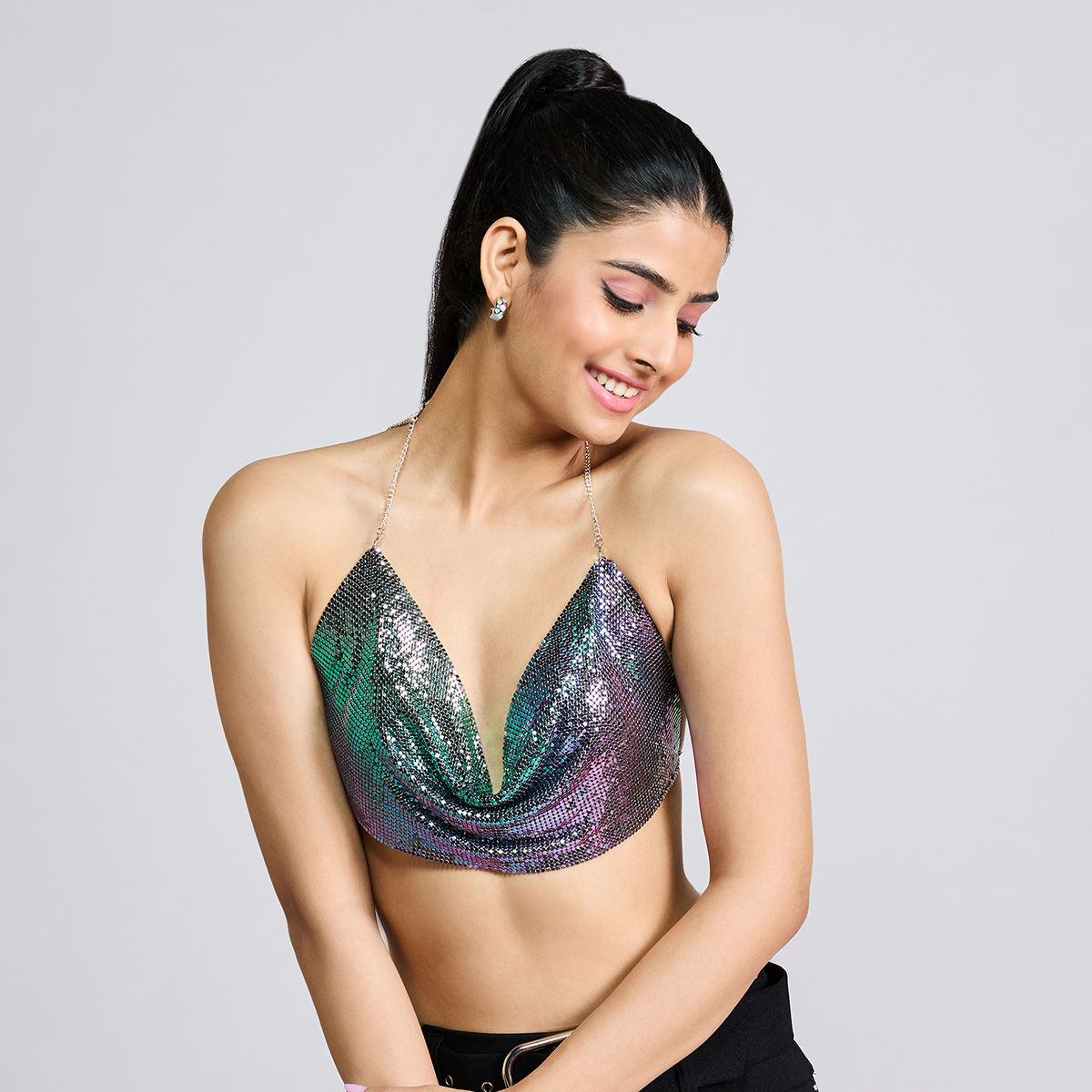 Buy MIXT by Nykaa Fashion Blue Heart Shaped Crop Top online