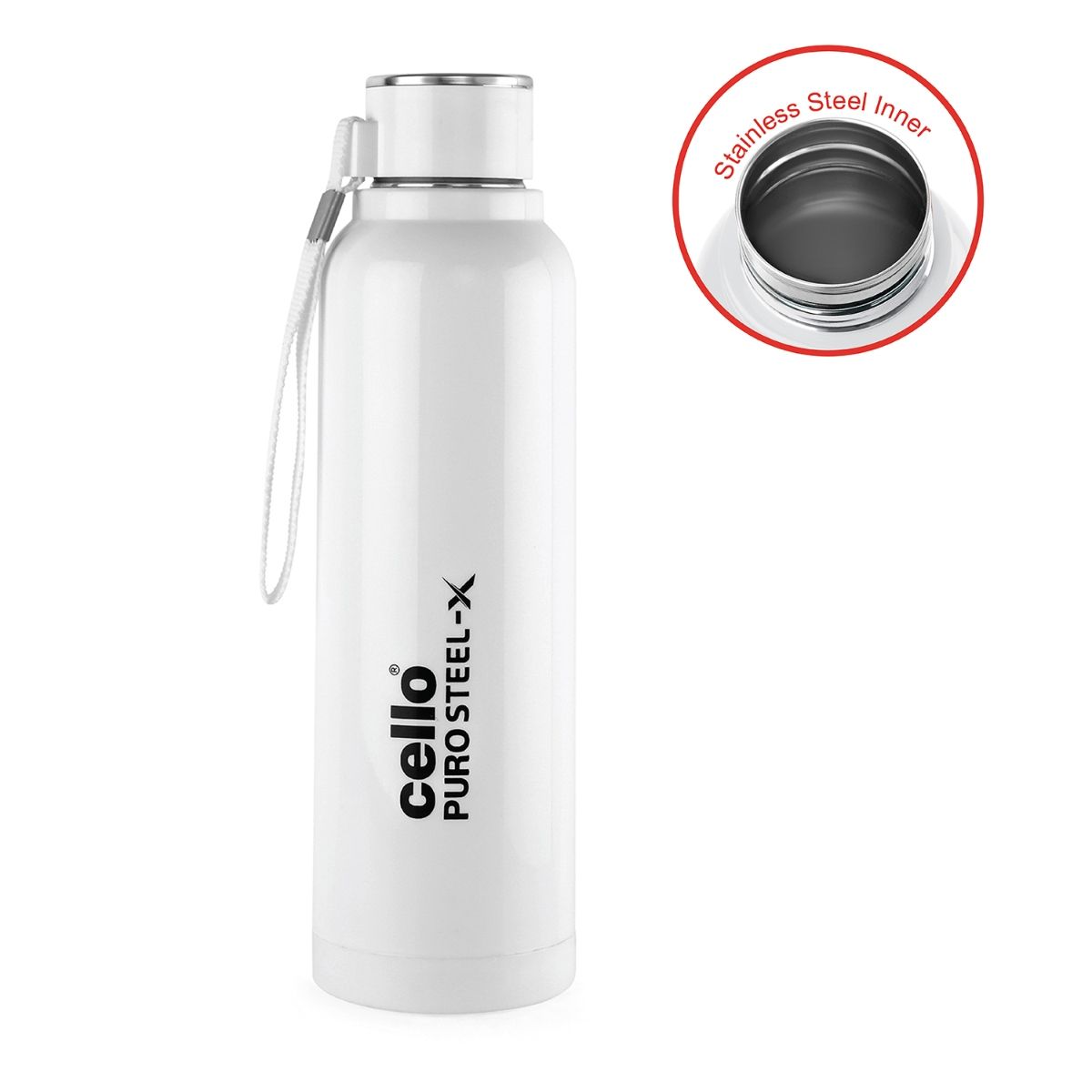 Cello Puro Steel-x Benz Water Bottle With Inner Stainless Steel And 