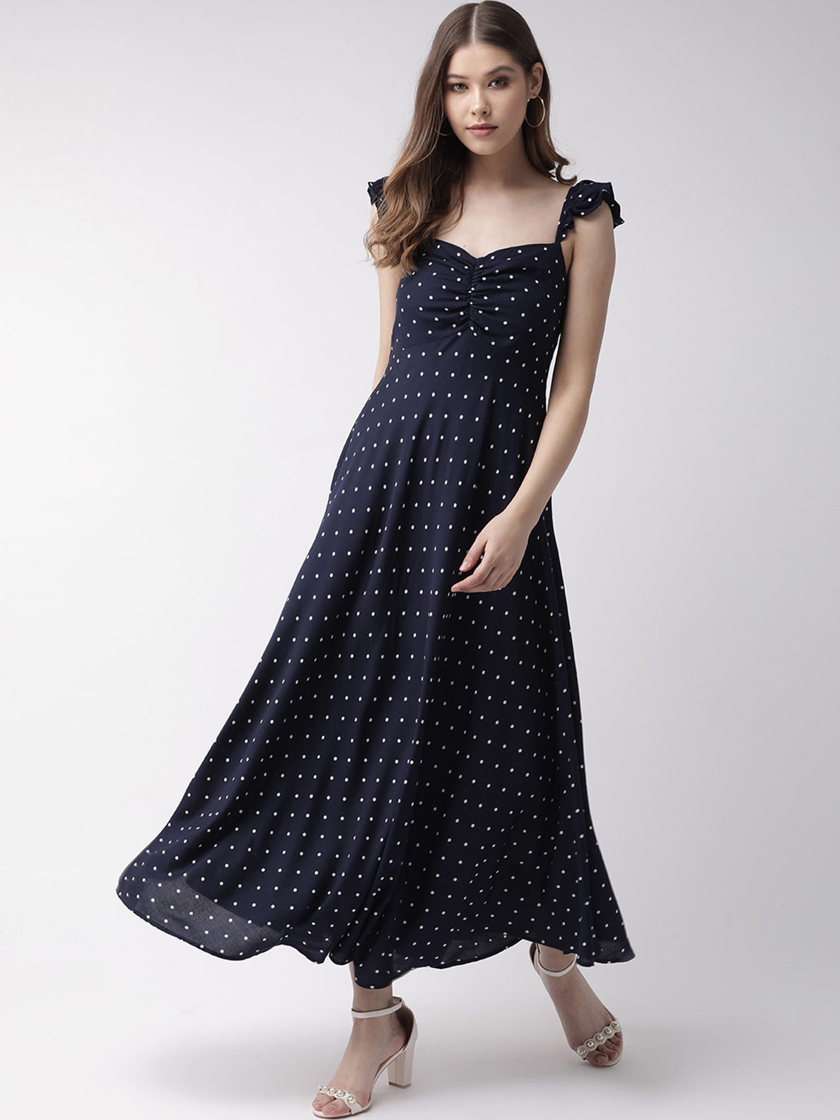 Twenty Dresses By Nykaa Fashion The Polka Playful Midi Dress - Blue (M ...