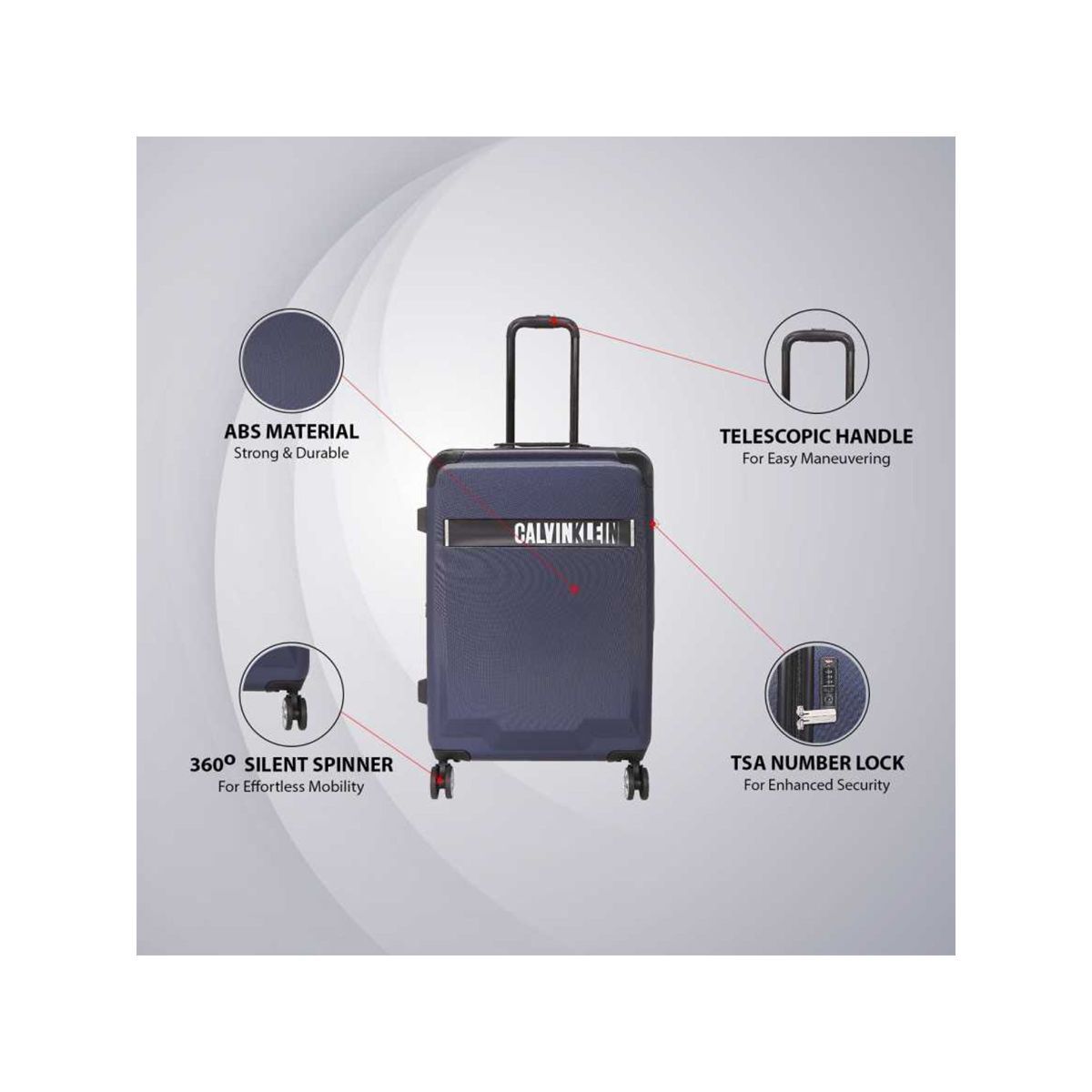 Calvin Klein Kimpton Hard Small Cabin Navy Blue Luggage Trolley (S