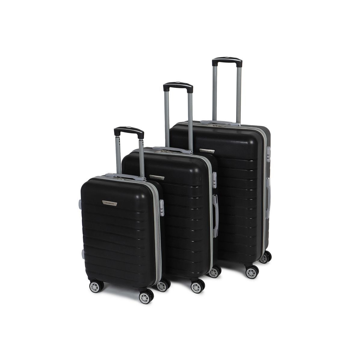 Unisex Black Textured Hard Sided Large Size Check-In Trolley Bag
