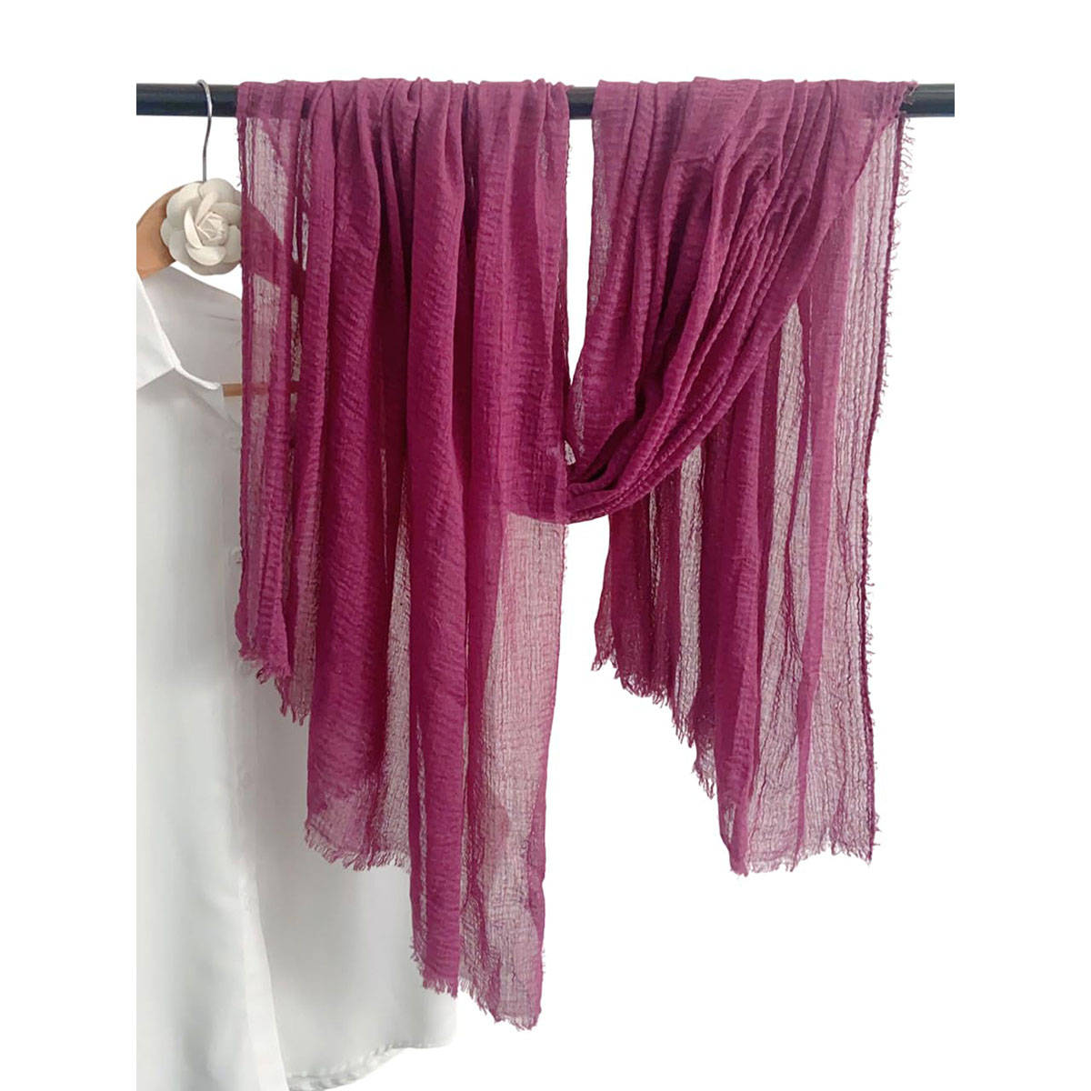 CrossKulture Crinkled Polycotton Purple Scarf