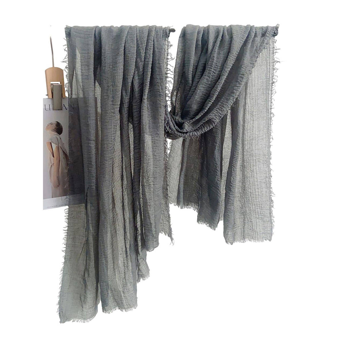 CrossKulture Crinkled Polycotton Grey Scarf