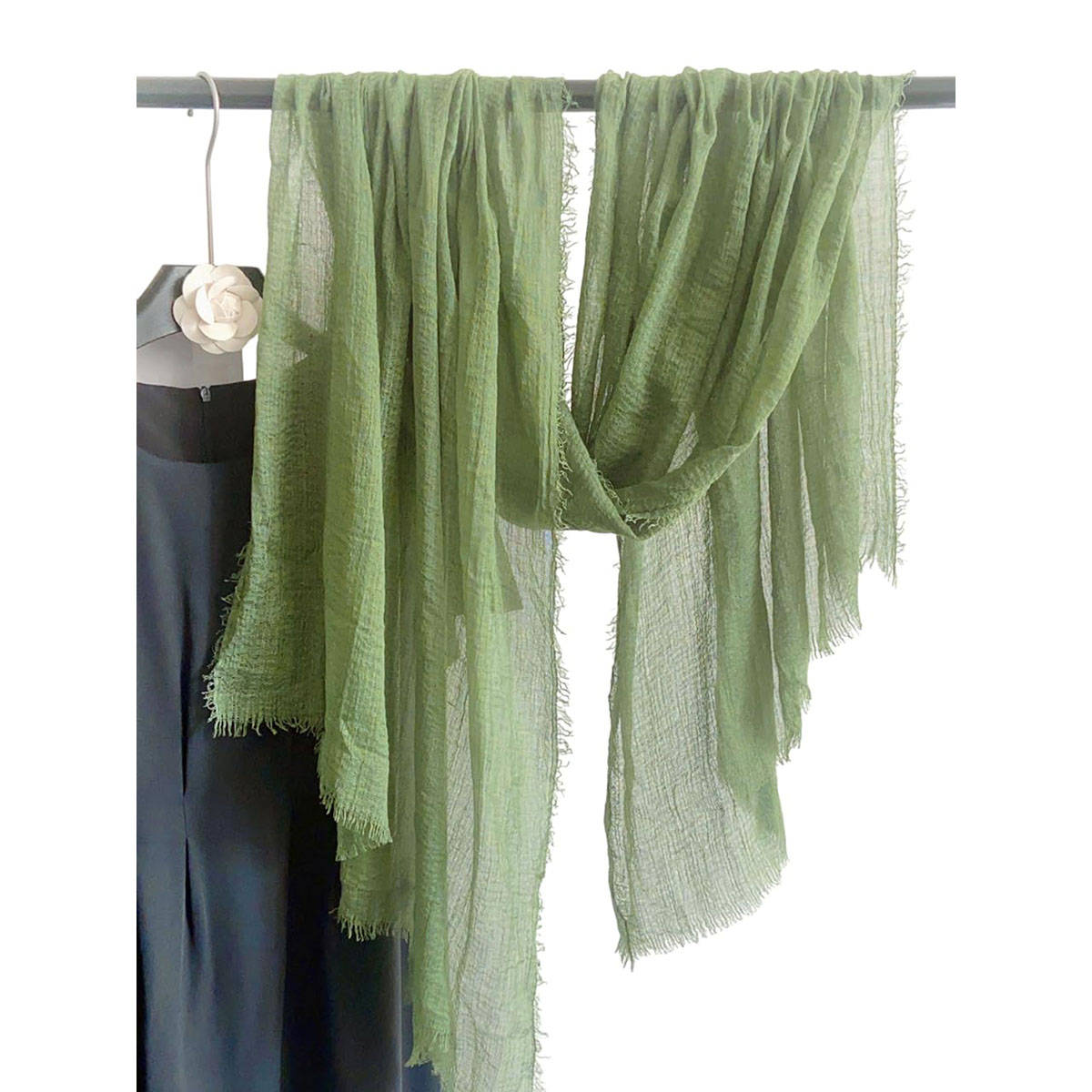 CrossKulture Crinkled Polycotton Green Scarf