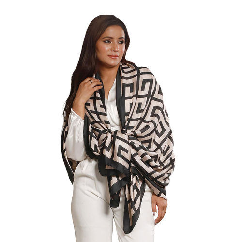 CrossKulture Women Black Printed Satin Scarf