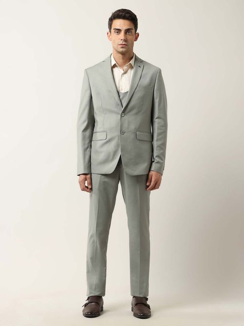Buy Arrow Mens Grey Solid Tailored Fit Blazer with Trouser and