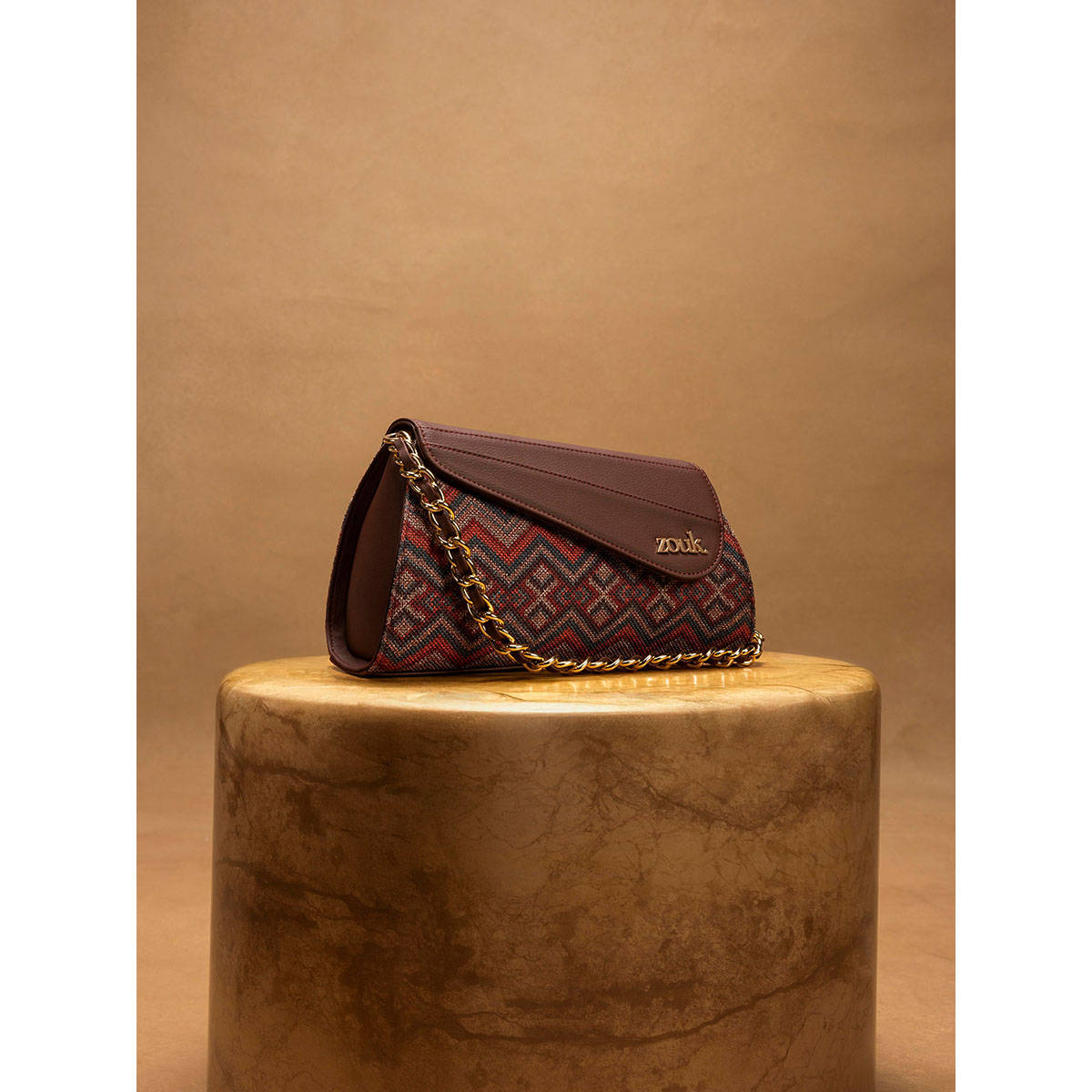Zouk Multi-Color Printed Jute Handheld Bag