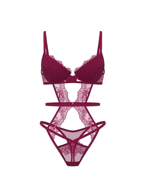Buy Victoria's Secret Pink Rose Lace Lightly Lined Strappy Teddy Online